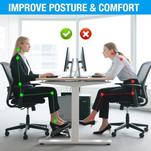 Scalebeard Adjustable Foot Rest Under Desk - Black Extra Large, Ergonomic Comfort