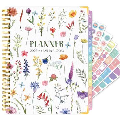 GuassLee 2026 Planner, Weekly and Monthly Planner from January 2026-December 2026, 6.1"x8.4" Aesthetic Agenda Book Planner with Back Pocket, Stickers, Coated Tabs, A5 Size