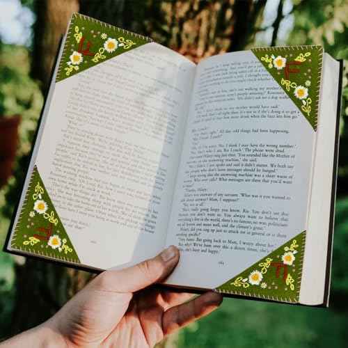 Personalized Hand Embroidered Corner Bookmark,Felt Triangle Page Stitched Handmade Bookmark,Unique Cute Flower Letter Embroidery Bookmarks Accessories for Book Lovers
