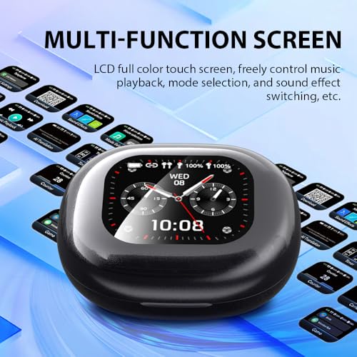 AI Language Translation Earbuds Real Time LCD Touch Screen Open Ear Wireless Headphone 3-in 1 Bluetooth Earphone 144 Language & Accents Translation Device for Travel Business Learning (Black)