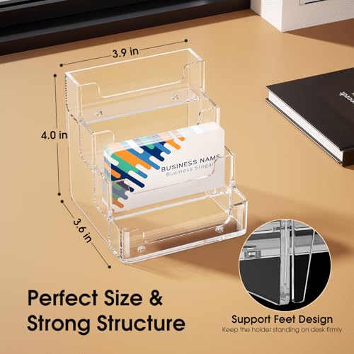 MaxGear 2 Pack Acrylic Business Card Holders with 4 Pockets - 320 Card Capacity
