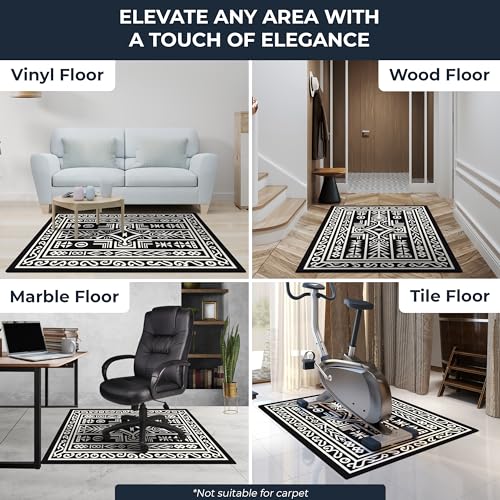 DECOLURE Office Chair Mat for Hardwood Floor, 36"x48", Computer Desk Chair Mat, Desk Rug for Home, Noise Reducing Rolling Mat, Smooth Anti-Slip Floor Protector (Aztec Tribal)