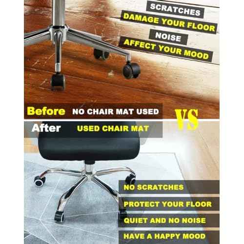 Office Chair Mat for Hardwood Floor,60"x48" Under Desk Mat, Computer Chair Rug,Anti-Slip Carpet Chair Mats Floor Protector for Home Office,Black Grey