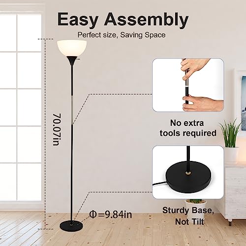 LALISU Black Dimmable Floor Lamp, 3 Brightness Levels Modern Standing Light
