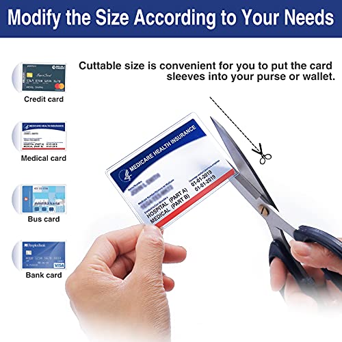 Sooez 10 Pcs Medicare Card Holder Sleeves 12Mil Thick Waterproof PVC Wallet Protectors (3.54 x 2.24 inches)