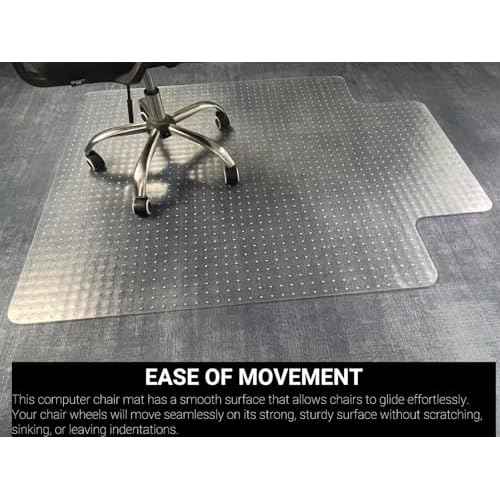 36¡± x 48¡± Office Chair Mat for Carpeted Floors ? Large, Slip-Resistant, Heavy-Duty Desk Protector with Extended Lip ? Easy Glide Rolling Desk Chair Mat for Work, Gaming, Home