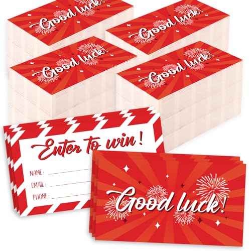 1200 Pcs Red Enter to Win Raffle Tickets Cards 3.5 x 2 Inch Entry Form Ticket Cards for Contest, Auction, Raffles, Ballot Box with Space for Name, Email Address Phone Number Fields (1200)