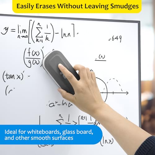 Maxtek Magnetic Whiteboard Erasers 2 Pack - Gray, 5 x 2.4 x 1.1 inches, Durable Glass Whiteboard Cleaners for Office & School