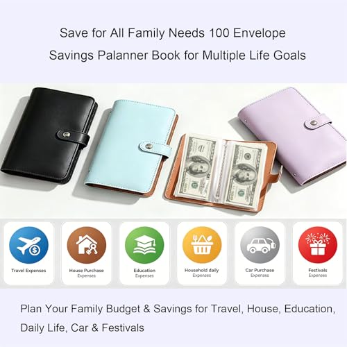 100 Envelopes Budget Binder for Savings Challenges, Organize Cash, Gift
