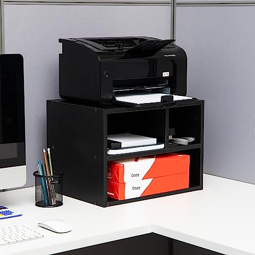 Mind Reader Rolling Printer Cart, Utility Cart, Printer Stand, Under Desk Storage, Office, MDF, 16" L x 12" W x 13.75" H, Black