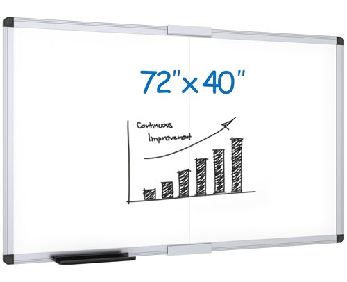 VIZ-PRO Magnetic Dry Erase Board, 72 X 40 Inches, Foldable Wall-Mounted Whiteboard with Silver Aluminum Frame & Marker Tray for School Office and Home