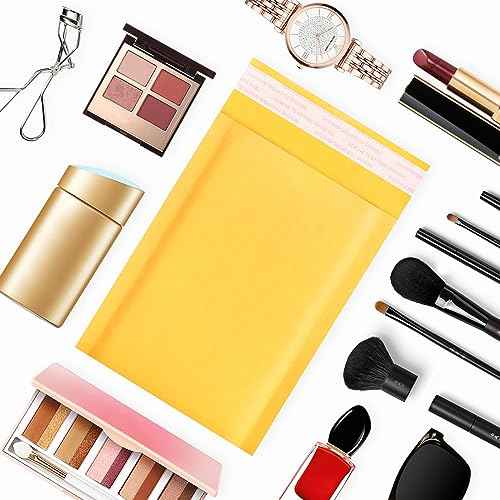 Kraft Bubble Mailers 4x7inch 50Pack Yellow Self-Seal Padded Envelopes Bubble Opaque Padded Mailers Shipping Bags for Small Businesses to Package and Mail Jewelry, Electronic Products