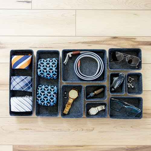 Three by Three Seattle Felt¡¤Like¡¤It! Felt Bins for Office, Crafts, Classroom, Living Room, Bedroom: Charcoal, Set of 10