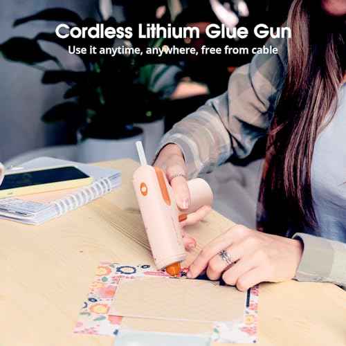 Motor-Driven Cordless Hot Glue Gun with 15s Fast Preheating, Anti-Drip & Auto Power-Off, Rechargeable Glue Gun Kit Includes Premium Glue Sticks, Perfect for Home Crafts, DIY, and Quick Repairs