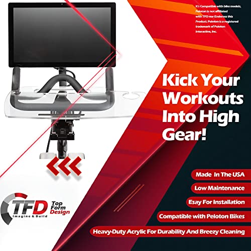 TFD SipNRide | Compatible with Peloton Bike Original GEN 3 ONLY, Made in USA - Desk Tray Holder for Laptop, Tablet, Phone, Book, & Wine Glass - Exercise Workstation | The Ultimate Peloton Accessories