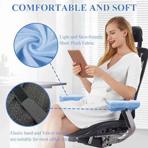 Office Chair Arm Pads - Memory Foam Elbow Cushions with Zipper, Anti-Slip