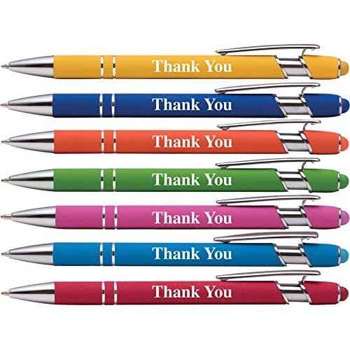 "Thank You" Premium Gift Stylus Pens For All TouchScreen Devices - Metal Soft Touch - 2 in 1 Combo Pen for Events, Parties, Employee Appreciation & More (40 Pack)