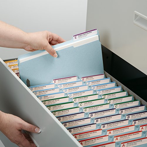 Smead 100% Recycled Pressboard Fastener File Folder, 2 Fasteners, 1/3-Cut Tab, 1" Expansion, Letter Size, Blue, 25 per Box (15000)