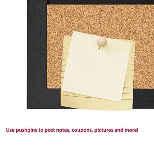 Magnetic Chalkboard Calendar Corkboard, 23.6" x 31.5" Combination Chalk Board Bulletin Board, Blackboard Calendar Cork Combo Board, Black(BK-6080)