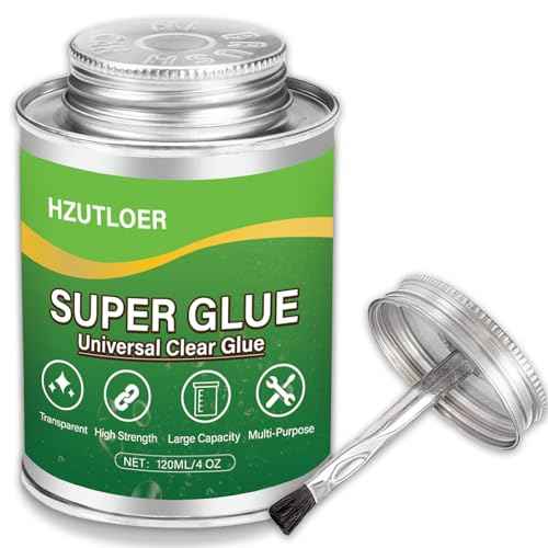 Super Glue,Clear Glue with Brush,120ML All Purpose Strong Adhesive,Instant Superglue Multi-Purpose Glue for Wood,Ceramic,Leather,Plastic,Glass,Metal,Rubber,DIY Crafts