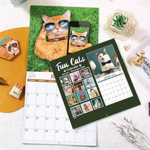 2026 Wall Calendar - 2026 Calendar, Funny Cat Calendar 2026, Jan. 2026 - Dec. 2026, Wall Calendar Gag Gift, Funny Cat Memes Pics, 12'' x 24'' (Open), Unruled Block, Hanging Hole, Holidays