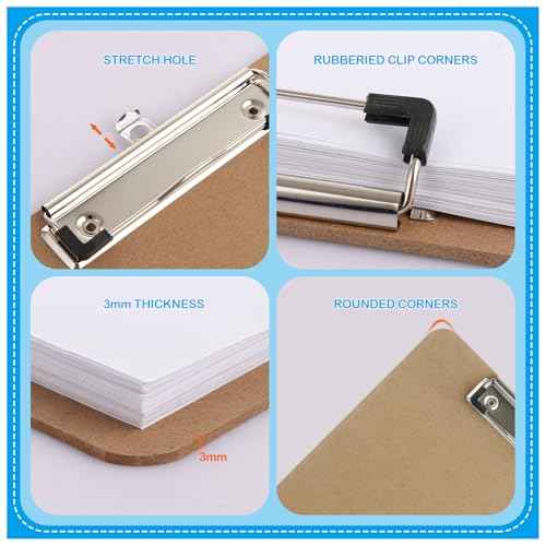 MIVIDE Clipboards, 23 Pack Hardboard Office Wood Clipboards Bulk, Letter Size Clipboard with Low Profile Clip, Clipboard with Hang for Classroom, School, Home, Office Supply