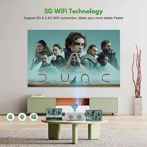 Mini Projector with WiFi and Bluetooth, 1080P Supported Outdoor Movie Projector, Compatible with Android/iOS/Windows/TV Stick/HDMI/USB