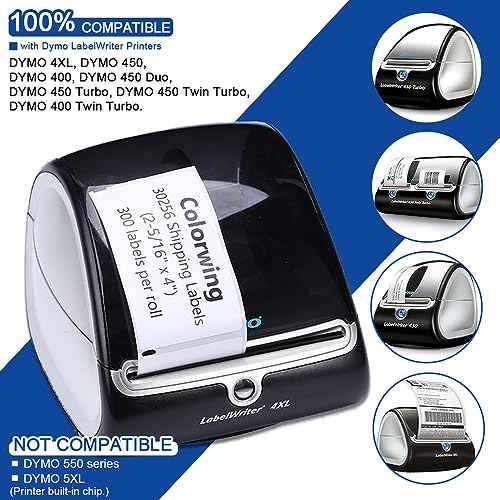 COLORWING a30256 Label Compatible with Dymo 30256 (2-5/16" x 4") LW Large White Shipping Labels 59 mm x 102 mm for Label Writer 450 Twin Turbo and Rollo Printers, 12 Rolls