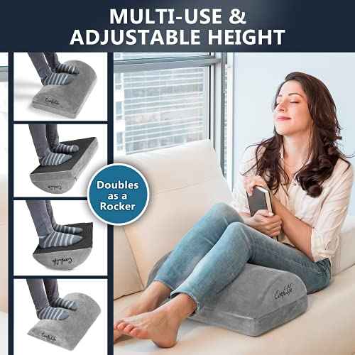 ComfiLife Foot Rest for Under Desk at Work ? Adjustable Height Memory Foam Foot Stool for Under Desk, Office Chair & Gaming Chair ? Ergonomic Footrest for Back & Hip Pain Relief (Gray)