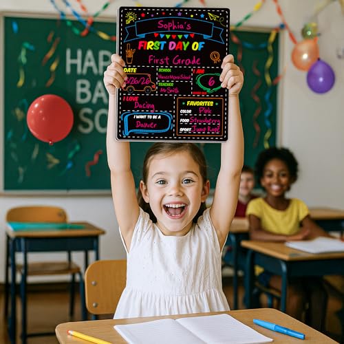 Melisheer First and Last Day of School Chalkboard Sign for Kids, Double-Sided Reusable Classroom Board