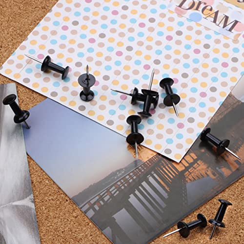 Yalis 100-Count Black Push Pins Thumb Tacks – Steel Point & Plastic Head