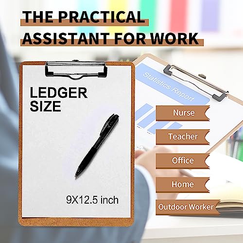 6 Pack Letter-Size Hardboard Clipboards with Low Profile Metal Clips - PANDRI