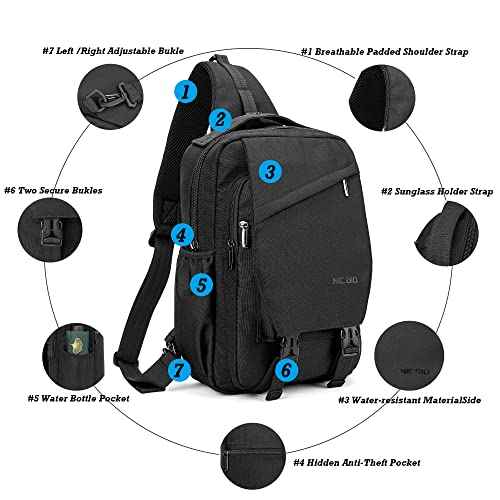 NICGID Sling Bag Backpack, 13.3'' 14.1'' Laptop Bag Crossbody Shoulder Chest Backpacks Travel Outdoors for Men Women