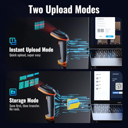 Tera 1D 2D QR Barcode Scanner Wireless and Wired with Battery Level Indicator Digital Printed Bar Code Reader Cordless Handheld Barcode Scanner Compact Plug and Play Model D5100