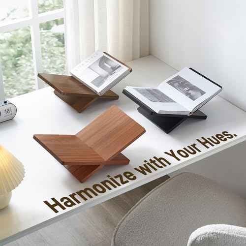 Solid Wooden Book Stand for Desktop Display & Reading ?15.7" x 9.4" x 5.7¡± Extra Large Wood Open Book Holder for Cookbook, Bible, Recipe, Textbook, Magazine (Solid Black Finish Wood)