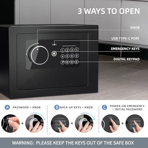 CDC DIGI Black Electronic Combination Lock Safe - 0.23 Cu Ft, Steel Security Box
