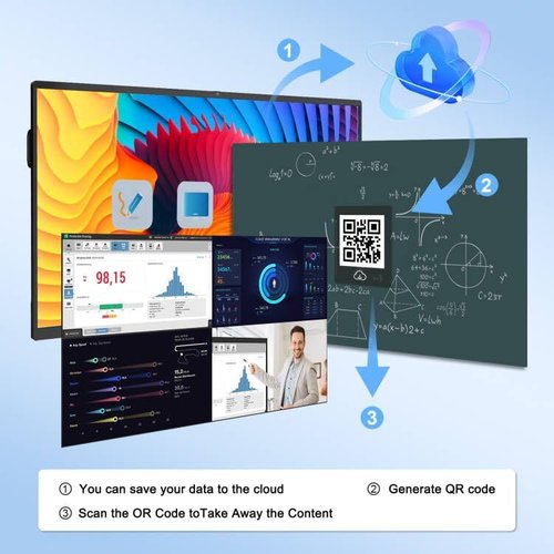 YCKJNB 55″ Smart Board, 4K UHD Touchscreen Display Electronic Whiteboard Built in Ultra High Definition Camera Open App Ecosystem, Interactive Whiteboard for for Business Office Classroom Home