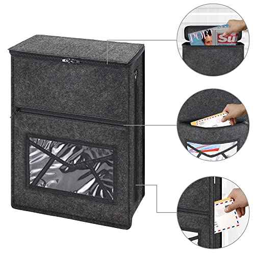 Mail Slot Catcher Bag, Indoor Grey Mail Catcher Felt Made, High Capacity Mail Slot Cover, Space Saving, Self-Adhesive or Hanging on Screw Eyes, Practical Home Accessories, Housewarming Gift