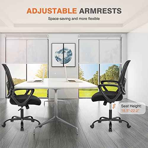 Sweetcrispy Home Office Managerial Executive Chair with Ergonomic Design, Mid-Back Mesh Swivel, Comfortable Lumbar Support and Rotating Wheels for Bedroom, Study