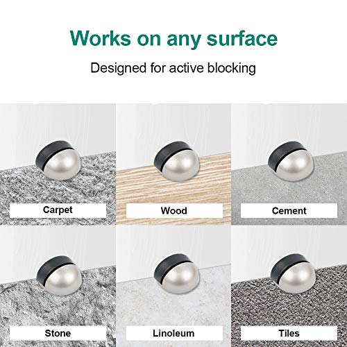 Floor Door Stopper with Rubber pad 4pack, Semicircle Shaped Door Stopper, Protecting Wall (2inch x 30pack, Dark Grey)