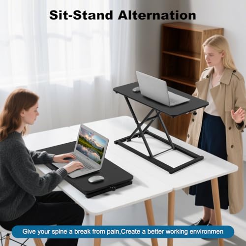 Height Adjustable Standing Desk Converter,Computer Keyboard Stand for Desktop,Keyboard Riser for Stand Up Desk Riser,Computer Workstations for Laptop and Single Monitor Office Use,Size 23.6 Inch