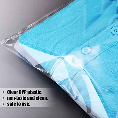 Hotop 100 Pcs 9 x 13 Inch Clear Poly Bags Resealable Tshirt Bags Cellophane Pouches Adhesive Mail Pouches for Packaging Clothing Shipping Small Business