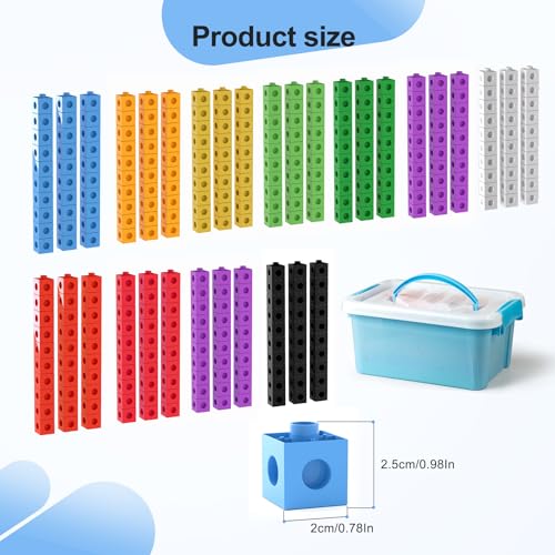 TommyHome 301PCS Math Linking Cubes Set with Storage Box – Preschool Educational Building Blocks for Kids, Counting, Pattern & Math Skills