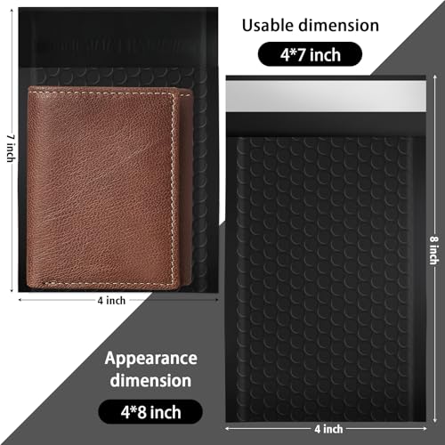 Ctarsthome Black 4x8 Inch Bubble Mailers 52 Pack Self Seal Padded Envelopes
