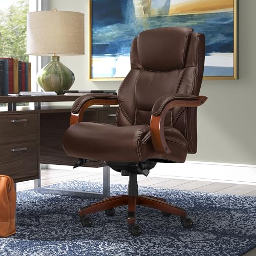 La-Z-Boy Big & Tall Brown Leather Executive Office Chair with Lumbar Support