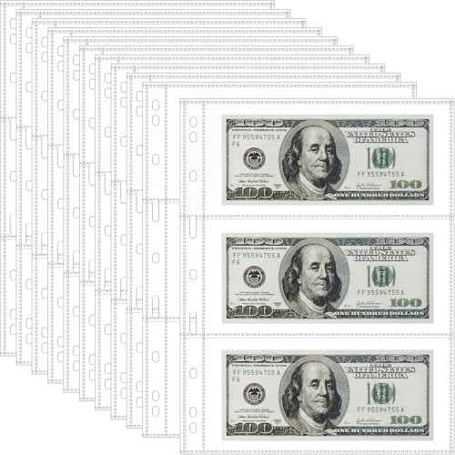 35-Page Money Binder Refill Sheets - 3-Pocket Dollar Bill Sleeves for Collectors | Non-PVC Currency Album Pages Holds US & Foreign Paper Money, Banknotes