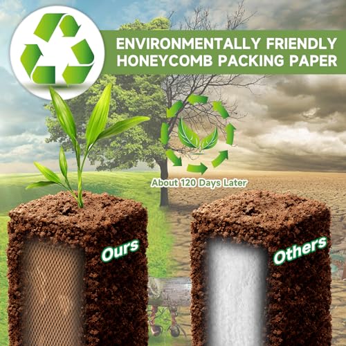 NAPALOOK Honeycomb Packing Paper Wrap 15''x328' Eco-Friendly Cushioning for Moving & Shipping, Includes 48 Fragile Stickers
