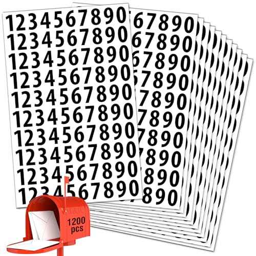 1200 PCS Number Stickers, 1" Waterproof Mailbox Number Label, Consecutive Numbers 0-9, Self-Adhesive and Residue-Free, Ideal for Mailboxes, Storage Boxes, Organizers, Cabinets and More