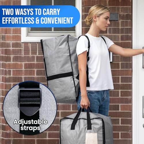 Gray Moving Bags 2 Pack with Adjustable Backpack Straps | Lightweight & Durable Storage