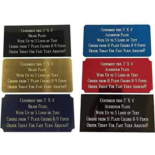 Custom Personalized Name Plates, Solid Brass Engraved Plaque, Aluminum Fantasy Sport Plates Engraved/Etched, Identification Tag with Adhesive, Holes for Mounting 2¡±x4¡±/2¡±x6¡±/3¡±x6¡±